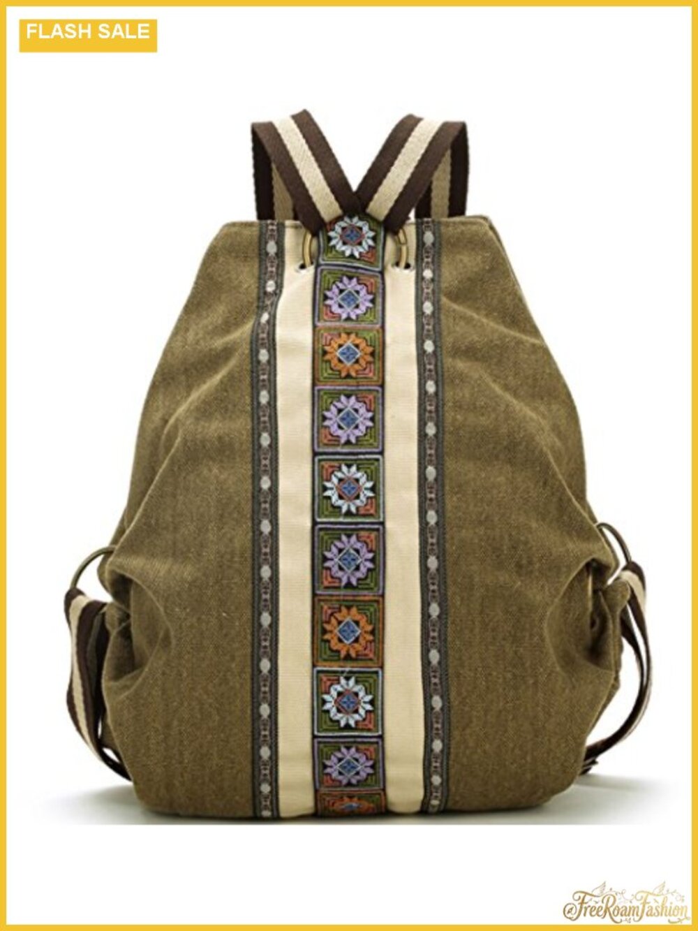 Heavy-duty anti-theft canvas backpack with copper buckle